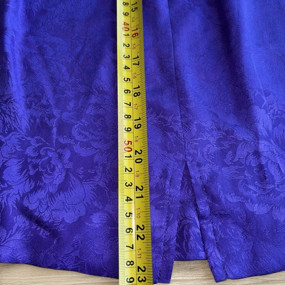 VTG 100% Silk‎ Purple Cheongsam Style Blouse Jacket Skirt Suit Sz4 Office Siren